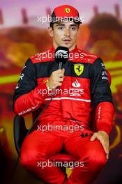Charles Leclerc (MON) Ferrari, in the post qualifying FIA Press Conference. 21.05.2022. Formula 1 World Championship, Rd 6, Spanish Grand Prix, Barcelona, Spain, Qualifying Day.