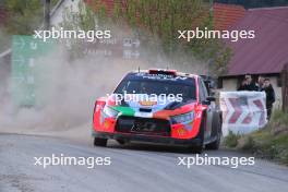 Andreas Mikkelsen (NOR) / Torstein Eriksen (NOR) Hyundai Shell Mobis World Rally Team, Hyundai i20 M Rally1 Hybrid. 18-21.04.2024. World Rally Championship, Rd 4, Croatia Rally, Zagreb, Croatia. www.xpbimages.com, EMail: requests@xpbimages.com © Copyright: XPB Images