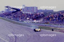 Rene Arnoux (FRA) Renault R30 Turbo Renault Elf without a front wheel crash at Tarzan corner