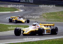Manfred Winkelhock (GER) Ats D5 Ford Cosworth leads Eliseo Salazar (CHI) same car at chicane Acque Minerali