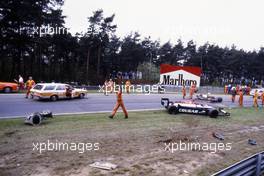 Gilles Villeneuve (CDN) Ferrari 126 C2 the scene of the accident