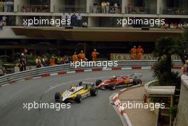 Rene Arnoux (FRA) Renault RE 30B leads Didier Pironi (FRA) Ferrari 126 C2 2nd position