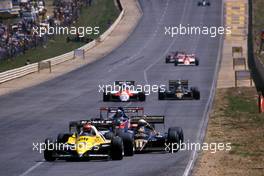 Eddie Cheever (USA) Renault RE 40 leads Elio de Angelis (ITA) Lotus 94T Renault