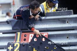 Mauro Forghieri (ITA) Ferrari on the pitwall