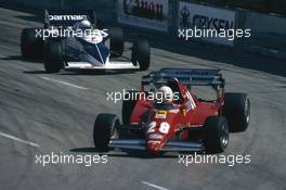 Rene'Arnoux (FRA) Ferrari 126 C2B 3rd position leads Riccardo Patrese (ITA) Brabham BT 52 Bmw