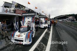 Riccardo Patrese (ITA) Teo Fabi (ITA) Lancia Lc2 GrC Martini Racing on the box