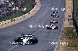 Riccardo Patrese (ITA) Brabham BT52B Bmw 1st position leads Andrea de Cesaris (ITA) Alfa Romeo 183T 2nd position