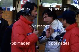 Riccardo Patrese (ITA) Lancia Martini talks with Cesare Fiorio (ITA)