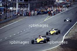 Eddie Cheever (USA) Renault RE40 leads teammate Alain Prost (FRA)