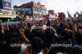 The public celebrates podium