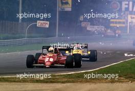 Rene'Arnoux (FRA) Ferrari 126 C3 2nd position leads EddieCheever (USA) Renault RE 40 3rd position