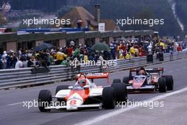 Niki Lauda (AUT) McLaren MP4/1C Ford Cosworth leads Bruno Giacomelli (ITA) Toleman TG183B Hart