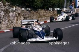 Nelson Piquet (BRA) Brabham BT 52 Bmw 2nd position leads Keke Rosberg (FIN) Williams FW 08C Ford Cosworth 1st position