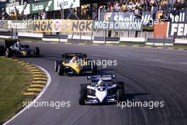 Riccardo Patrese (ITA) Brabham BT52 BMW leads Eddie Cheever(USA) Renault RE40