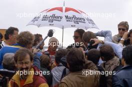 Niki Lauda (AUT) McLaren Mp4/2 Tag Porsche 2nd position during a press interview