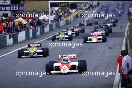 Formula One World Championship 1984 - GP F1 Austria Alain Prost (F) McLaren MP4-2 Team Marlboro McLaren start of the race