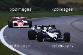 Nelson Piquet (BRA) Brabham BT53 Bmw 2nd position leads Niki Lauda (AUT) McLaren Mp4/2 Tag Porsche 1st position