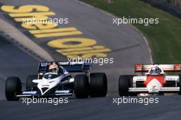 Nelson Piquet (BRA) Brabham BT 53 Bmw lead Alain Prost (FRA) McLaren Mp4/2 TAG Porsche
