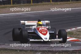 Ayrton Senna da Silva (BRA) Toleman TG184 Hart at Sachs Kurve