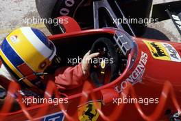 Michele Alboreto (ITA) Ferrari 126 C4 cockpit and steering wheel
