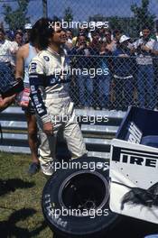 Nelson Piquet (BRA) Brabham BT54 Bmw after a accident crash