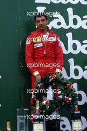 Michele Alboreto (ITA) Ferrari 156/85 1st position celebrates podium