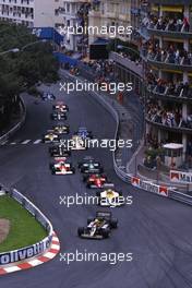 Ayrton Senna da Silva (BRA) Lotus 97T Renault lead the group at start