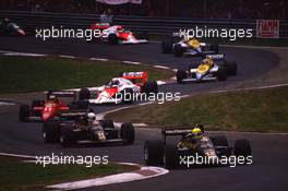 Ayrton Senna da Silva (BRA) Lotus 97T Renault leads team-mate Elio de Angelis (ITA) 1st position
