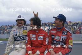 Nelson Piquet (BRA) Williams,Alain Prost (FRA) McLaren and Nigel Mansell (GBR) Williams