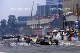 Ayrton Senna da Silva (BRA) Lotus 98T Renault 1st position leads a group