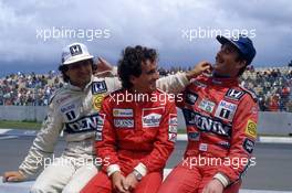 Nelson Piquet (BRA) Williams,Alain Prost (FRA) McLaren and Nigel Mansell (GBR) Williams