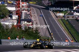 Ayrton Senna da Silva (BRA) Lotus 98T Renault 2nd position at Raidillion corner