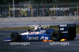 Philippe Alliot (FRA) Ligier JS27 Renault fire