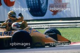 Ayrton Senna da Silva (BRA) Lotus 99T Honda 2nd position and Satoru Nakajima (JPN) teammate