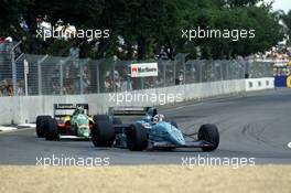 Ivan Capelli (ITA) March 881 Judd Leyton House leads Alessandro Nannini (ITA) Benetton B188 Ford Cosworth
