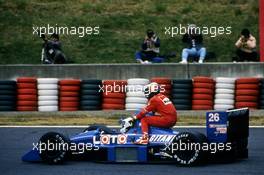Stefan Johansson (SWE) Ligier JS31 Judd and Gerhard Berger (AUT) Ferrari