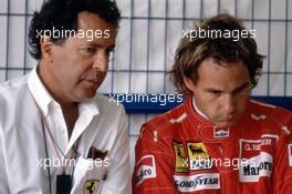 Gerhard Berger (AUT) Ferrari talks with Cesare Fiorio