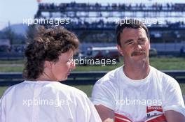 Nigel Mansell (GBR) Ferrari and his wife Roseanne