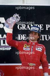 Gerhard Berger (AUT) Ferrari 1st position celebrates podium