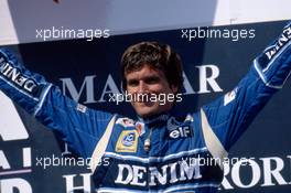 Thierry Boutsen (BEL) Williams 1st position celebrates podium