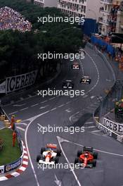 Ayrton Senna da Silva (BRA) McLaren MP4/5B Honda 1st position passes Alain Prost (FRA) Ferrari 641