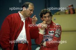 Ayrton Senna da Silva (BRA) McLaren talks with Ron Dennis (GBR)