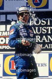 Nelson Piquet (BRA) Benetton 1st position celebrates podium