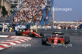 Alain Prost (FRA) Ferrari 642 leads teammate Jean Alesi (FRA) 3rd position