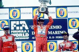 Gerhard Berger (AUT) McLaren 2nd position Ayrton Senna (BRA) McLaren 1st position Jyrki Jarvilehto JJ Lehto (FIN) Bms Scuderia Italia 3rd position