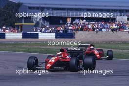 Jean Alesi (FRA) Ferrari 643 leads team-mate Alain Prost (FRA) 3rd position