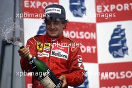 Jean Alesi (FRA) Ferrari 3rd position celebrate podium