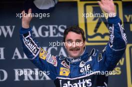 Nigel Mansell (GBR) Williams 1st position celebrate victory