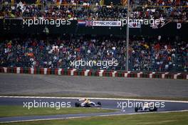 Riccardo Patrese (ITA) Williams FW14B Renault 1st position leads team-mate Nigel Mansell (GBR)