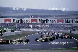 Ayrton Senna da Silva (BRA) McLaren Mp4/7A Honda is taken out by Michael Schumacher (GER) Benetton B 192 Ford at Adelaide corner on first lap
